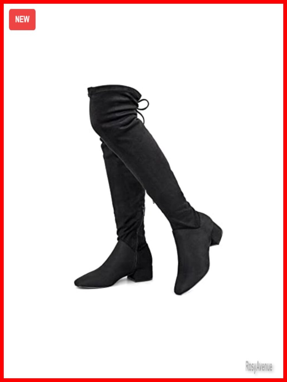 Over Knee Thigh High Boots Vegan Suede Block Heel Winter Boots